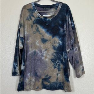 Lightweight blue and purple tie-dye sweater top, size 1X